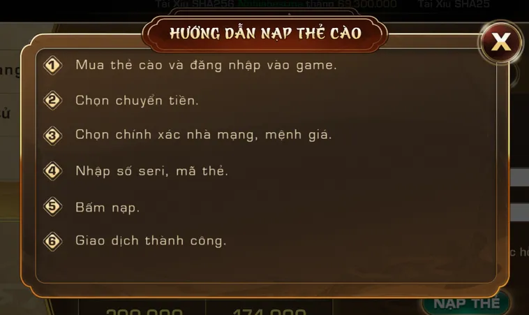 Quy trình nạp tiền thẻ cào chuẩn tại Iwin.